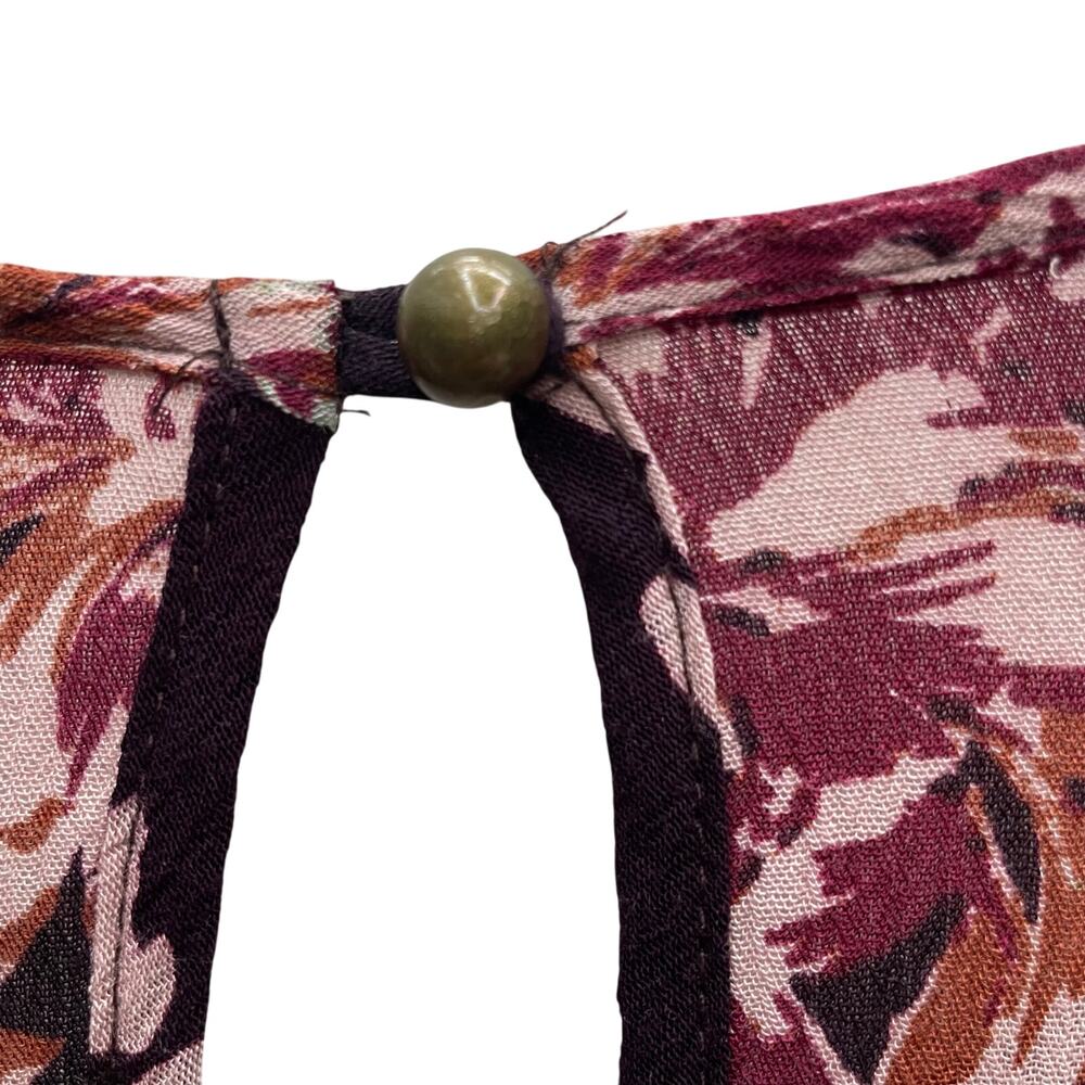 Altar’d State Burgundy Floral Front Keyhole Long Sleeve Tunic Top Size Medium - Picture 8 of 8